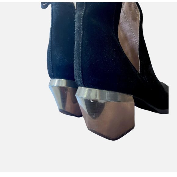 Jeffrey Campbell Orwell 2M Black Suede Silver Heel Ankle Boots Women's size 9 - Picture 7 of 7